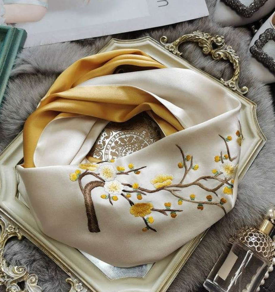 Customized Silk Personalized Embroidered Scarf